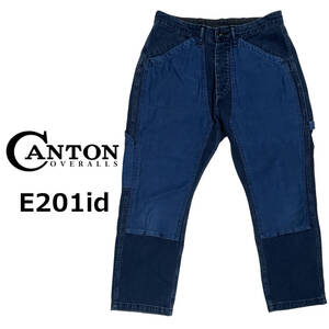 CANTON OVERALLS キャントン × ELNEST 別注 ダブルニーワークパンツ サイズL (約82cm W32相当) 切替 デニム ペインターパンツ エルネスト