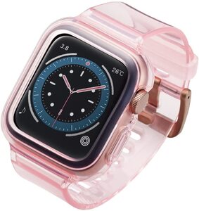 エレコム Apple Watch SE/Series 6 / 5 / 4 [40mm] バンパー バンド一体型 クリアデザイン ソフト クリアピンク AW-20SBBUPNC