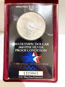 【1円〜！！】アメリカ 1983年 ロサンゼルスオリンピック 記念銀貨 １ドル 900 FINE SILVER シリアルナンバー ケース入り