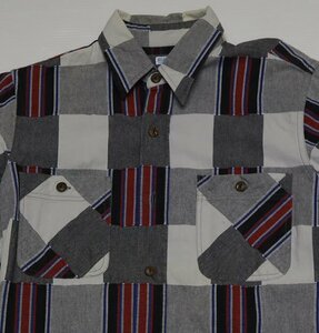 SS24シュガーケーンSUGAR CANE古着コットンシャツ半袖シャツSチェックシャツSC30564ワークシャツ日本製パッチワーク裾マチ付きオールド