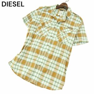 DIESEL ディーゼル 春夏 Regular Fit インド綿★ 半袖 ミリタリー ワーク チェック シャツ Sz.L　メンズ　A4T06794_6#A