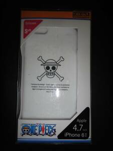 新品未開封★スマホカバー『ONE PIECE(ワンピース)』iPhone6対応(4.7インチ)シリコンケース白◆ルフィ海賊旗