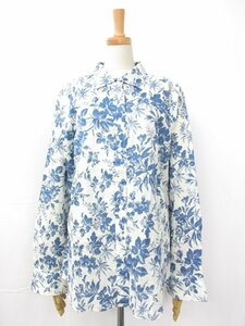 超美品【THE PERFECT SHIRT by J.CREW ジェイクルー】コットン100% プリント花柄シャツ (レディース) size8 アイボリー×ブルー □33LK2358