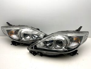 割れ無 プレマシー CREW 純正 HIDヘッドライト 左右セット HID STANLEY P7696 刻印 チ (C118)