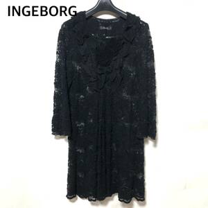 INGEBORG ヴィンテージ フラワー レース フリル ワンピース/チュニック/インゲボルグ ストレッチあり 素材 サイズ不明