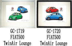 GC-1719 フィアットFIAT 500・GC-1720 フィアットFIAT 500限定版画300部 直筆サイン有 額装済●作家 平右ヱ門 希望ナンバーをお選び下さい