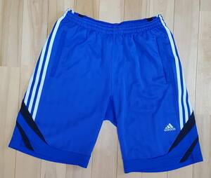 ★美中古 adidas アディダス ハーフパンツ 青×黒 サッカー CLIMALITE クライマ O