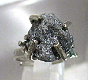 AntiqueStylePalladiumProduct BIG10.5Ct NaturalWhiteGrayRoughDiamond Ring