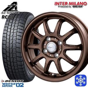 師岡 新品 冬セット RC10 14x4.5J 45 4H100 BR ダンロップ WM02 155/65R14インチ 等