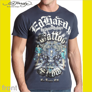 Ed Hardy エドハーディー メンズ ピンアップ ツーソード Tシャツ ネイビー L