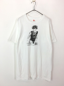 レディース 古着 80s USA製 人物 デッサン 芸術 アート モノクロ プリント Tシャツ XL 古着