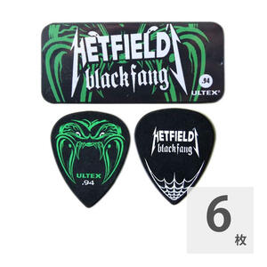 ギターピック 6枚 セット ジムダンロップ 0.94mm HETFIELD BLACK FANG tin ピックケース付き JIM DUNLOP ジムダン