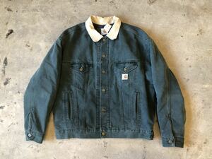 90s USA製 carhartt ダック トラッカージャケット モスグリーン L カーハート デトロイトジャケット