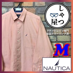 ME9-644★USA買付・オールド品★薄オレンジ【NAUTICA ノーティカ】コットン100% VINTAGEオックスフォード BDシャツ【メンズ M】長袖 US古着