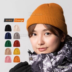 ニットキャップ ニット帽 帽子 キャップ スノーボード スキー ビーニー メンズ レディース アウトドア 雪山 登山 防寒 冬用品 無地 橙