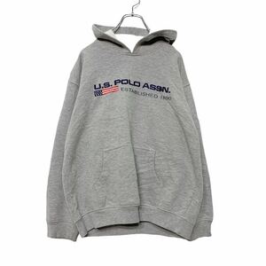 U.S.POLO ASSN スウェットパーカー Lサイズ ロゴ刺繍 灰色 グレー 古着卸 アメリカ仕入れ a408-5468