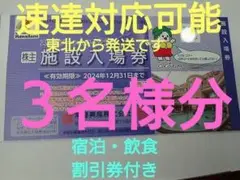 Ｐ１２月【オマケ２枚付】常磐興産株主優待券スパリゾートハワイアンズ入場券３枚など