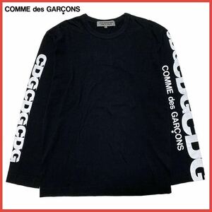 ★名作★ 美品 COMME des GARCONS コムデギャルソン CDG ジュンヤワタナベ 袖ロゴ ロゴ プリント 長袖 Tシャツ ロンT カットソー XL 黒