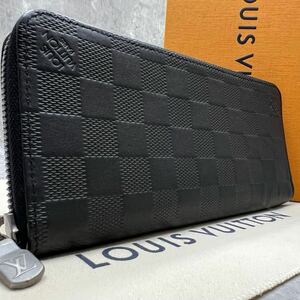 【現行 極美品 ICチップ】ルイヴィトン LOUIS VUITTON ヴェルティカル 長財布 ラウンド ダミエアンフィニ レザー 黒 メンズ ビジネス 