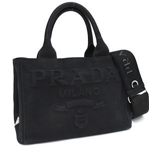 プラダ カナパ トートバッグ 2way ショルダーバッグ エンボスド レタリングロゴ ブラック トライアングルロゴ PRADA