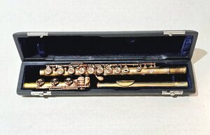 【ジャンク】VENUS ヴィーナス フルート FL504B 管楽器 花柄 ゴールド 収納ケース付き リペア必須