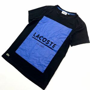 LACOSTE ☆ SPORT 主役級◎ 大判 ブループリント◎ Tシャツ ブラック XS 春夏 アメカジ スポーツ ストリート 古着MIX ラコステ■H245