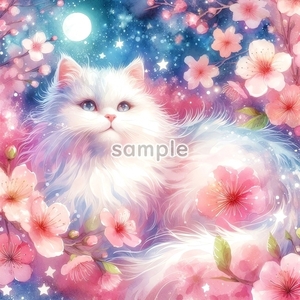 A3 350dpi 白猫 水彩 03 オリジナル絵イラスト著作権フリー画像素材 44P Cat watercolor white 03 Original picture image material