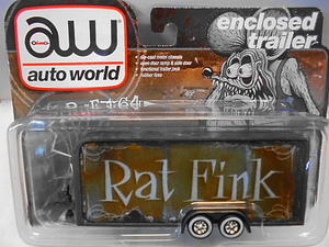 ラットフィンク 1/64 オートワールド インクローズド トレーラー ミニカー エドロス ホットロッド アメトイ ピンスト rat fink