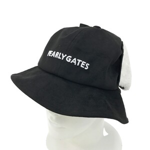 【1円】PEARLY GATES パーリーゲイツ 2023年モデル リボン・ボア付 ハット ブラック系 FR [240101236353]