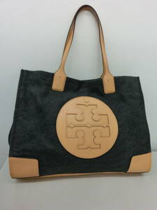 ★USED・美品★Tory Burch トリーバーチトートバッグ　レザー仕様：メンズ＆レディース/グレー