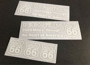 送料無料♪ US ROUTE66 2600Miles ステッカー 白色 大サイズ お得5枚セット ルート 世田谷ベース ハーレー アメ車