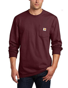 CARHARTT (カーハート) US ロンT ロングTシャツ 長袖 (K126) Men’s Workwear Pocket L/S T-Shirt Port ワインレッド (S) ポケット付き