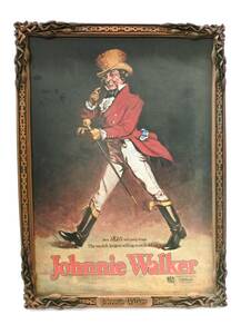 1000円スタート 看板 Johnnie Walker 額縁 絵画風 油絵風 ポスター 広告 木製 ジョニーウォーカー 酒場 アンティーク 7 PP8018★