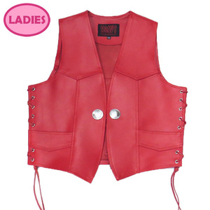 HEAVY オイルレザーベスト レッド（M）VEST (HVO-01R) レディース