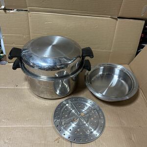 あ-4373）Amway Queen MULTI-PLY 18/8 STAINLESS STEEL 両手鍋 現状品 写真のみ