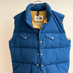 希少《 Mint Condition / XLarge 》70s 80s 極上品【 THE NORTH FACE 茶タグ 青 ブルー ダウンベスト XL アメリカ製 ビンテージ 】