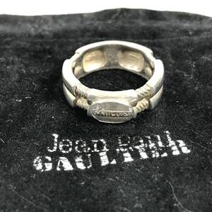 【ジャンポールゴルチエ】本物 Jean Paul GAULTIER 指輪 ロゴ SILVER シルバー サイズ15号 リング メンズ レディース 保存袋付き 送料370円