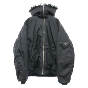 PRADA プラダ 22AW RE-NYLON ファーフード ボンバージャケット ミリタリージャケット ブラック SGC148 S222 1WQ8