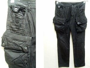 ◇即決[2]ほぼ未使用品 JULIUS_7 10SS ガスマスク カーゴパンツ コーティング スリム スレ加工 COTTON DENIM 8oz■3790