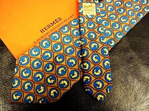 ★並品★4R01541【HERMES】エルメス「魚 フィッシュ 柄」ネクタイ