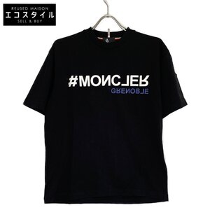 MONCLER モンクレール 【グルノーブル】21年製 黒 ロゴ Tシャツ ブラック S トップス コットン メンズ 中古