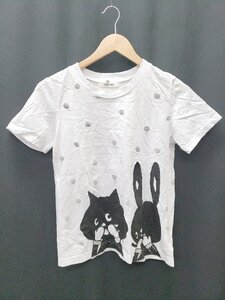 ◇ Ne-net ネ ネット ドット柄 ねこ ウサギ 半袖 Tシャツ カットソー サイズ2 ホワイト ブラック レディース P