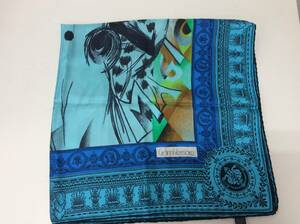 ■5276 GIANNI VERSACE ジャンニ・ヴェルサーチ シルク 青系 ブルー系 スカーフチーフ ファッション小物
