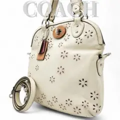 COACH コーチ ショルダーバッグ ターンロック 2way パンチング 花柄