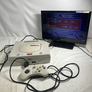 K206-015 SEGA セガサターン本体セットHST-3220 電源コード/AVケーブル／コントローラー付属 通電のみ確認済み (TVモニターは付属しません)