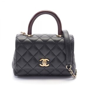 シャネル ココハンドルXXS トップハンドル ブランドオフ CHANEL キャビアスキン(グレインドカーフ) ハンドバッグ キャビアスキン 中古 レ