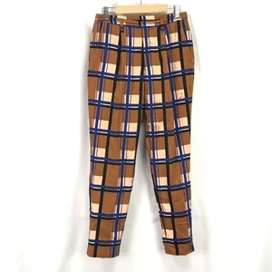 アキラナカ/akira naka★デザイナーズ/チェック柄パンツ【size -36/股下68cm/茶系/brown系】Made in Japan★Pants/Trousers◆BH219