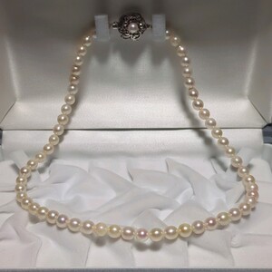 アコヤ真珠 6.0-6.6mm 42cm ホワイト ネックレス 本真珠 アクセサリー SILVER pearl あこや パール