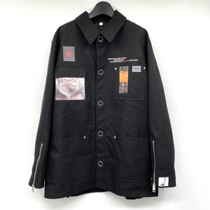 【中古】BURBERRY モンタージュプリント コットン ワークジャケット サイズ52 ブラック 4558224 バーバリー[240017668773]