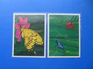 世界の昆虫切手　グレナダ「蝶」４S/S　1991年